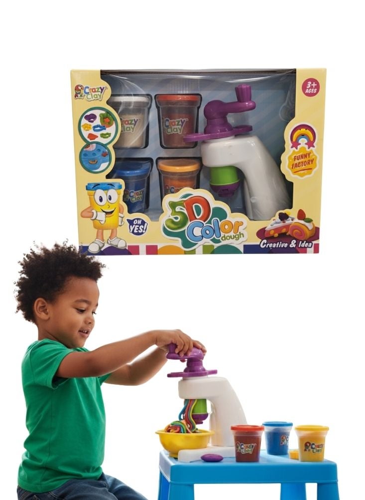 Crazy Clay Kids 5D Color Dough Factory Play Set – Creative Clay Modeling Machine with Dough Cups - Image 1